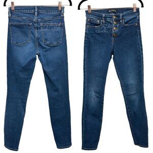 J. Crew Mercantile Button Fly Dark Wash Skinny Fit Denim Jeans Size 26